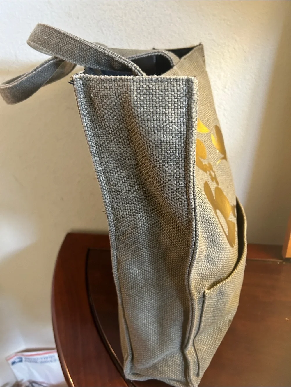 Marc Jacobs Beige Tote with Metallic Gold Daisy Motif